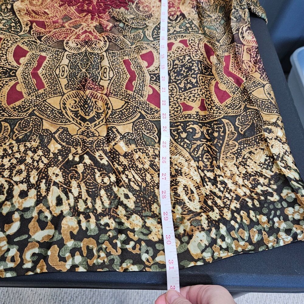 Jones New York Womens Silky Popover Top Multicolor Embroidered Artsy Bohemian - Picture 9 of 10